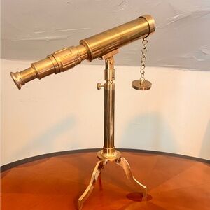 Reproduction brass Telescope w/ Tripod Stand used for decor but also functional